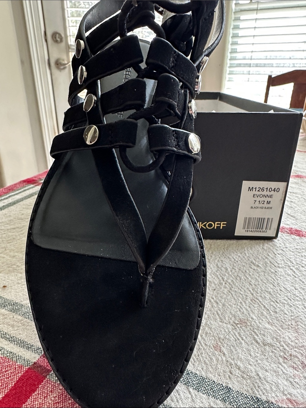 Rebecca Minkoff Black Studded Strappy Gladiator Sandals